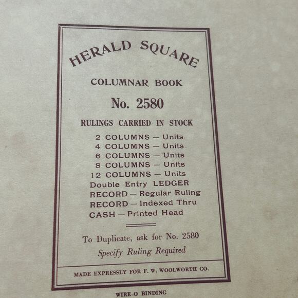 Antique Woolworth Herald Square Two Column Spiral Notebook - Picture 10 of 14